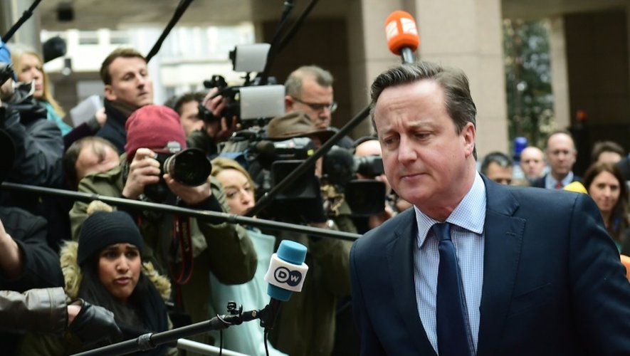Le Premier ministre britannique David Cameron arrive au sommet européen consacré à la question du "Brexit" à Bruxelles, le 18 février 2016