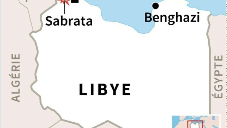 Carte de Libye localisant Sabrata où des dizaines de personnes sont mortes dans un raid visant le groupe Etat Islamique