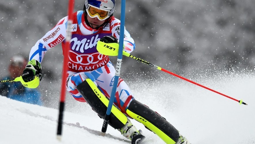 Le Français Alexis Pinturaul lors du slalom du Super-combiné, le 19 février 2016 à Chamonix