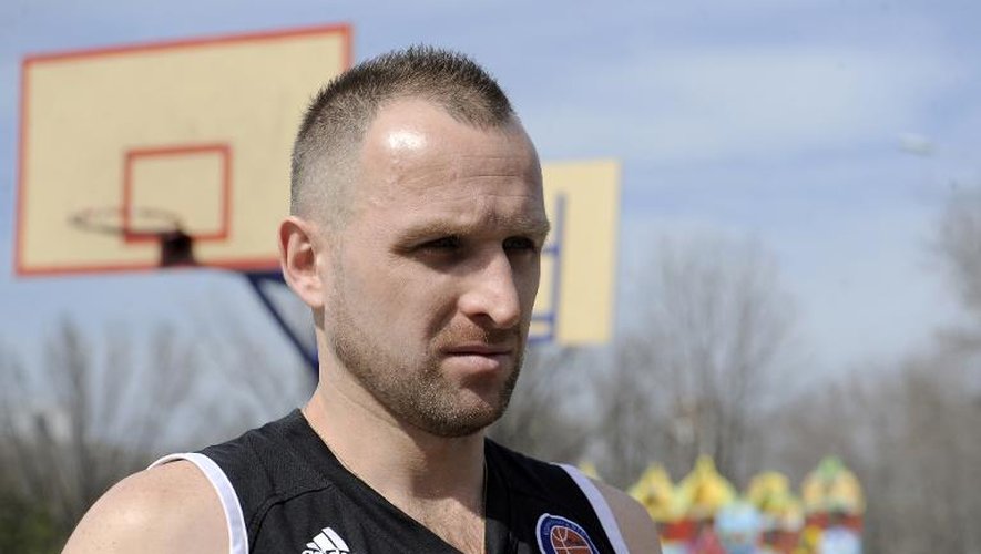 Le joueur de basket Oleg Golovine, le 27 mars 2015 à Donetsk