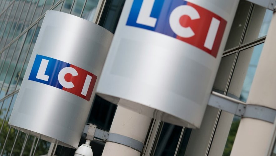Le logo LCI au siège de TF1 à Boulogne-Billancourt