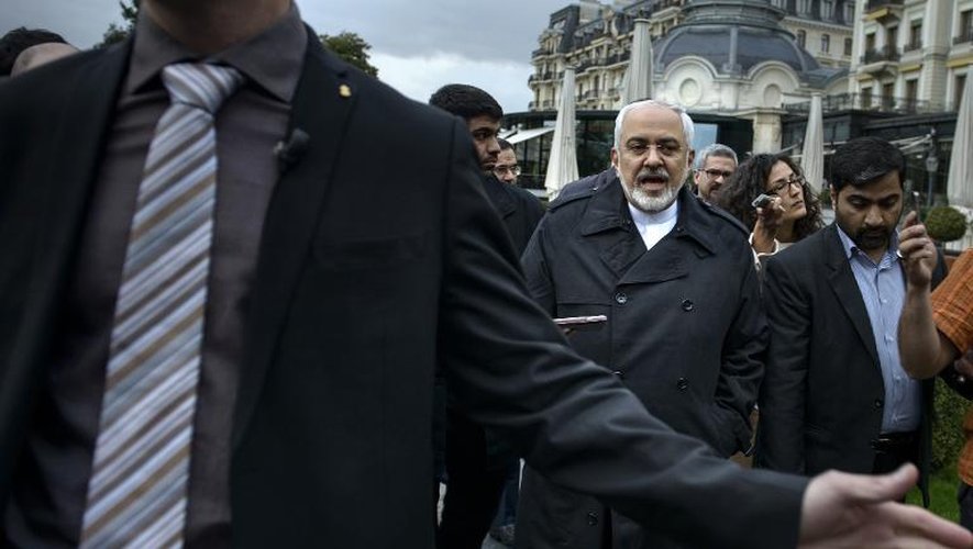 Le ministre iranien Mohammad Javad Zarif s'adresse aux journalistes le 1er avril à Lausanne, sur l'avancée des négociations en cours sur le nucléaire iranien