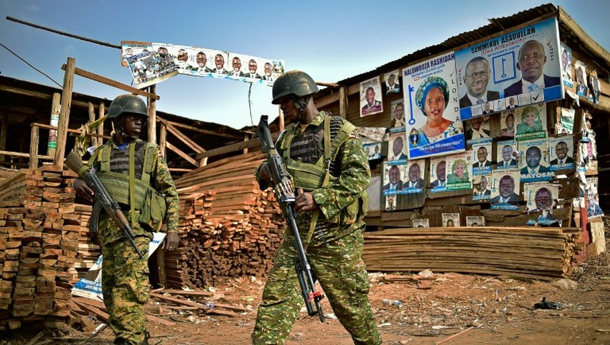 Des soldats ougandais , le 19 février 2016 à Kampala