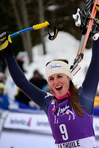 L'Italienne Nadia Fanchini, victorieuse de la descente de La Thuile en Italie, le 20 février 2015