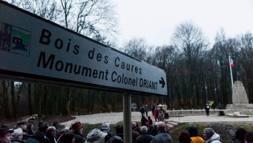Des spectateurs se rassemblent pour la commémoration du centenaire de la bataille de Verdun, le 21 février 2016 à Beaumont-en-Verdunois