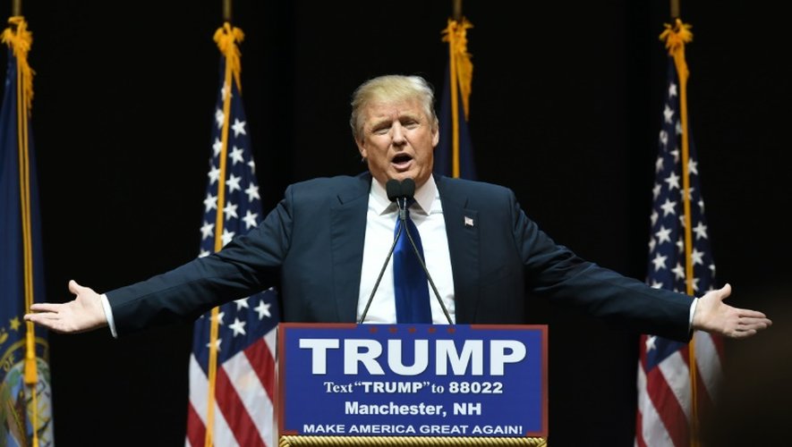 Le candidat à l'investiture républicaine Donald Trump, lors d'un meeting électoral à Manchester, le 8 février 2016