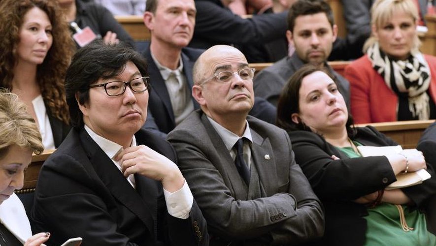 Réunion des parlementaires écologistes favorables à un retour au gouvernement, le 4 avril 2015 à l'Assemblée nationale à Paris