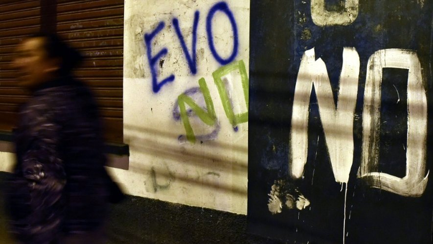"Evo No" inscrit  sur un mur le 21 février 2016 à El Alto en Bolivie