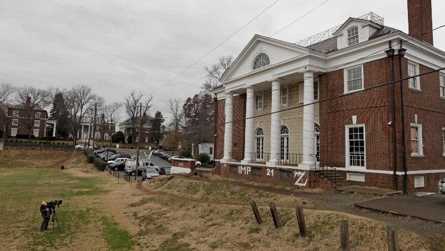 Bâtiment abritant une "fraternité" dans la campus de l'université de Virginie, dans l'est des Etats-Unis, photographié le 6 décembre 2014
