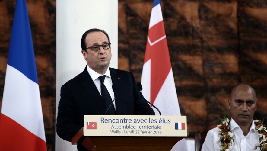 François Hollande lors d'un discours le 22 février 2016 devant l'Assemblée territoriale à Wallis