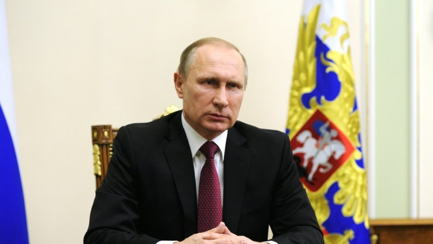 Vladimir Poutine lors d'une allocution télévisée sur la Syrie, le 22 février 2016 à Moscou
