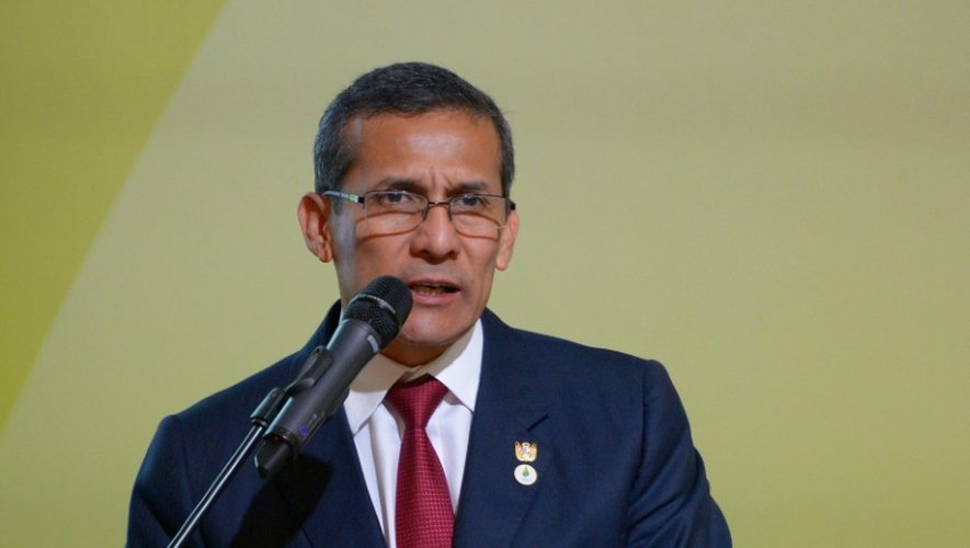 Le président péruvien  Ollanta Humala lors d'un discours devant la COP 21, le 30 novembre 2015 au Bourget