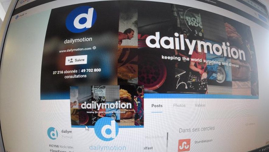 Page internet montrant le site de partage de vidéo Dailymotion, photographiée le 7 avril 2015 à Rennes