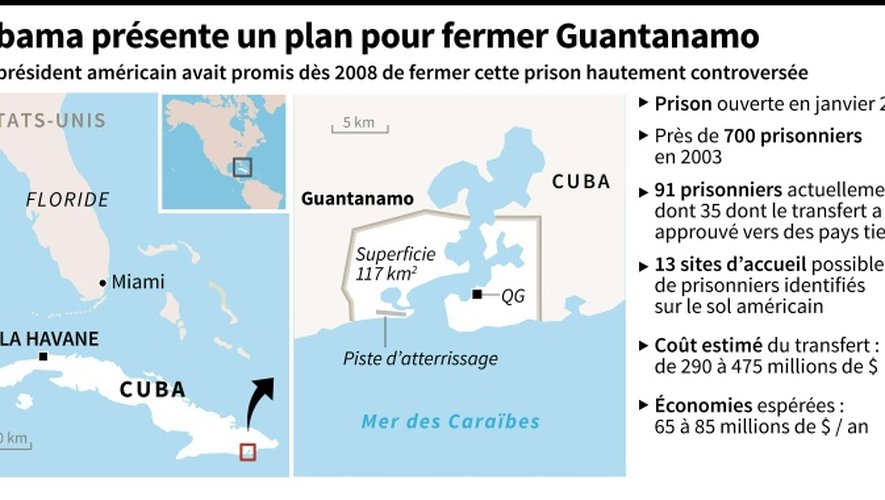Cartes de localisation et données sur la prison de Guantanamo