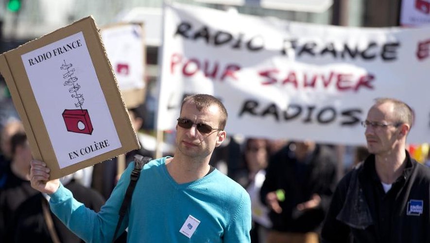 Manifestation de salariés de Radio France à Paris, le 7 avril 2015