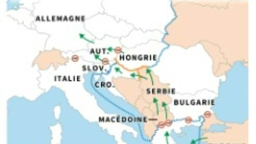 Carte des routes migratoires du sud-est de l’Europe et des Balkans