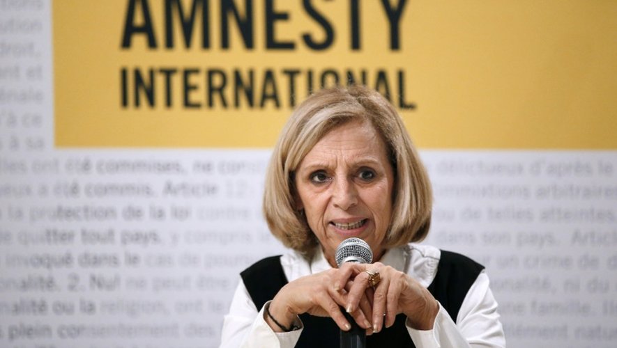 La présidente d'Amnesty International, Geneviève Garrigos, le 23 février 2016 à Paris