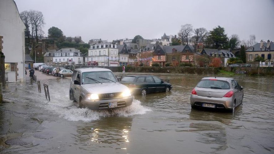 Inondations à Auray, en Bretagne, le 1er janvier 2014