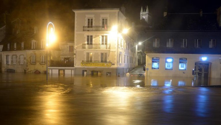 Le centre de Quimperlé inondé le 2 janvier 2014