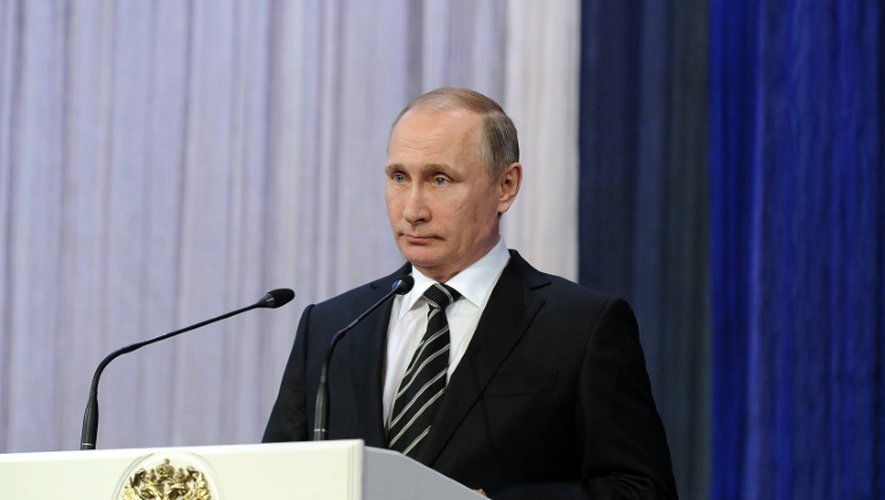 Le président russe Vladimir Poutine le 20 février 2016 au Kremlin à Moscou