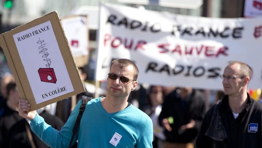 Manifestation de salariés de Radio France à Paris, le 7 avril 2015