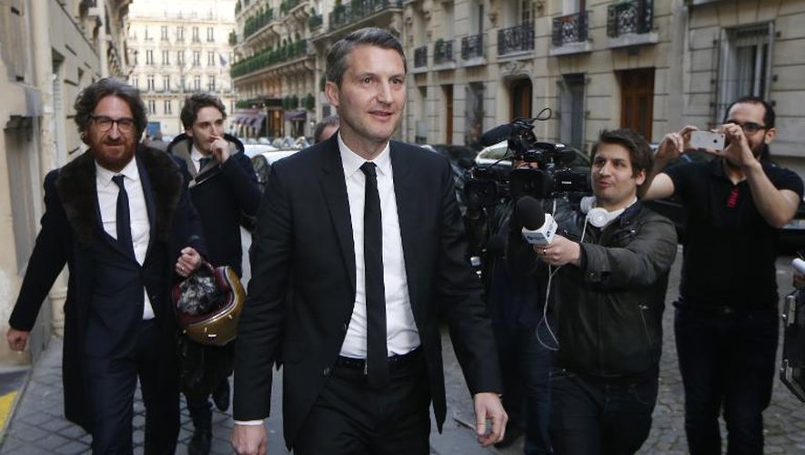 L'arrivée du Directeur sportif adjoint du PSG Olivier Létang à la Commission de discipline de la Ligue à Paris, le 9 avril 2015