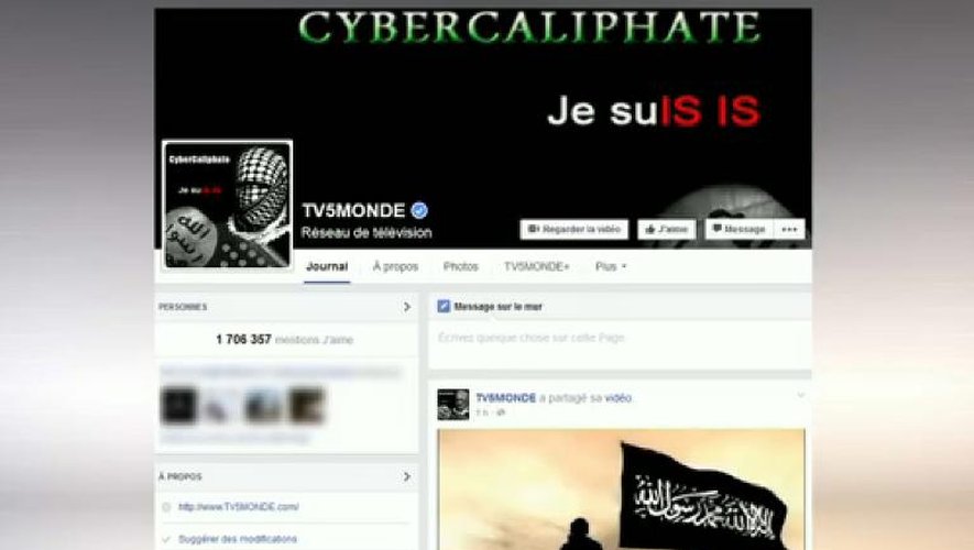 Capture d'écran du 9 avril 2015 du compte Facebook de TV5Monde piraté par le groupe jihadiste Etat Islamique