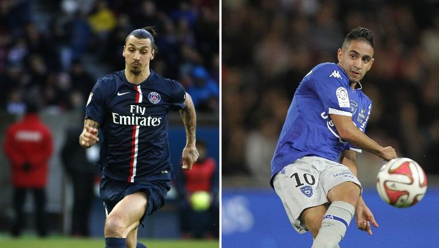 L'attaquant vedette du PSG Zlatan Ibrahimovic et le meneur de jeu du SC Bastia Ryad Boudebouz