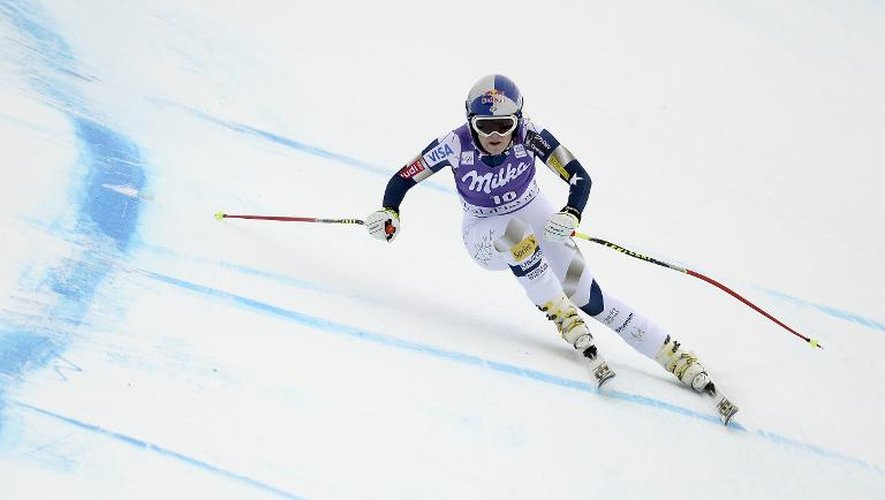 La skieuse américaine Lindsey Vonn lors d'une descente d'entraînement à Val-d'Isère, le 19 décembre 2013