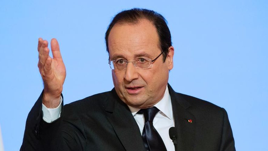 Le président François Hollande à l'Elysée lors des voeux aux "corps constitués", le 7 janvier 2014