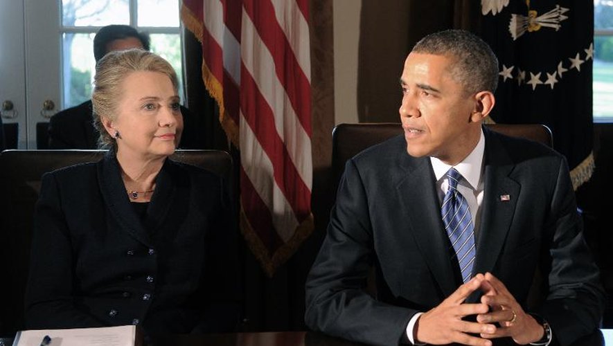 Le président américain Barack Obama et sa secrétaire d'Etat de l'époque Hillary Clinton, le 28 novembre 2012 à la Maison Blanche