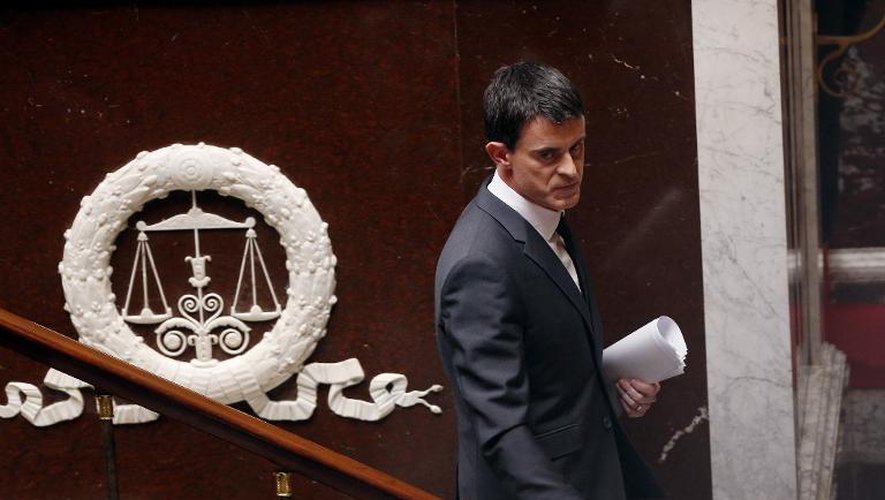 Le Premier ministre Manuel Valls après son discours sur le renseignement le 13 avril 2015 à l'Assemblée nationale à Paris