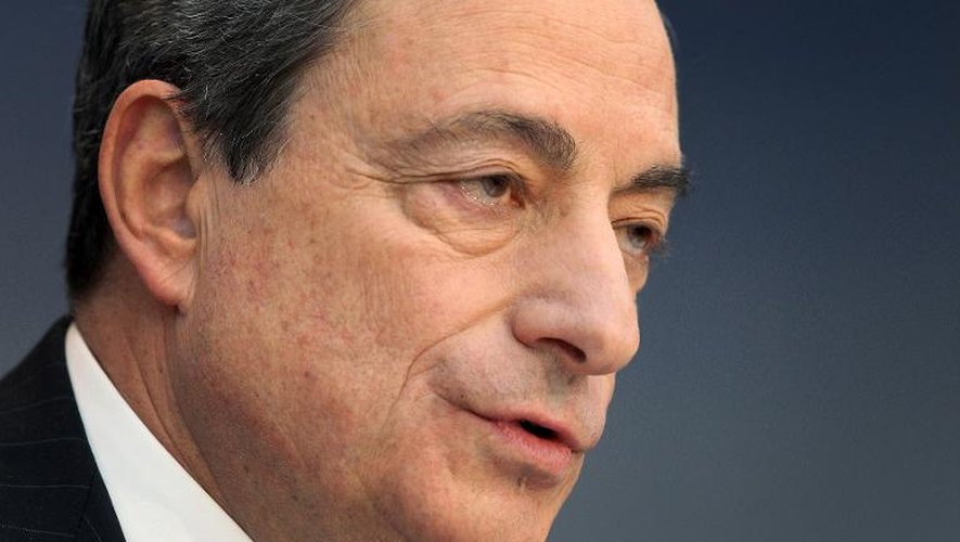 Le président de la Banque centrale européenne Mario Draghi, durant une conférence de presse le 9 janvier 2014 à Francfort