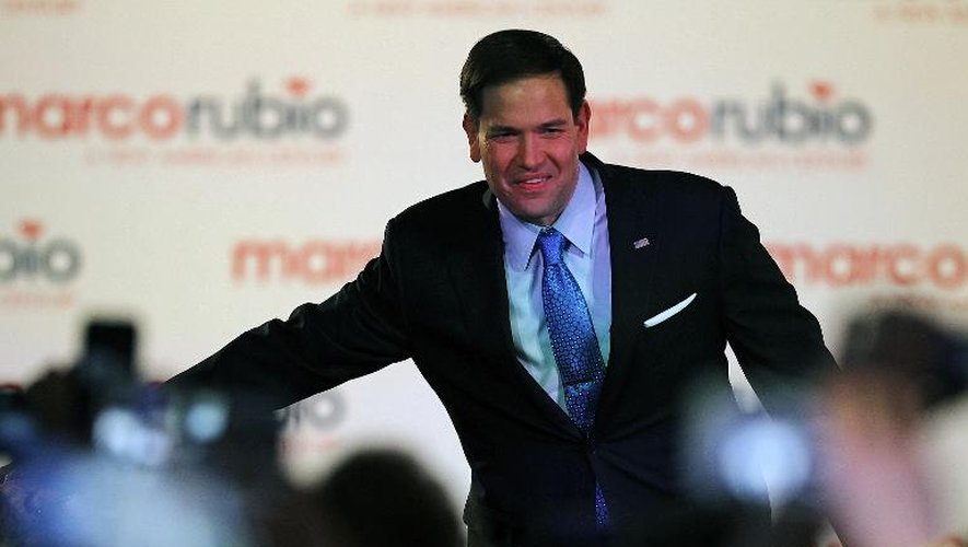 Le sénateur Marco Rubio lors de l'annonce de sa candidature à l'investiture républicaine pour la Maison Blanche, le 13 avril 2015 à Miami