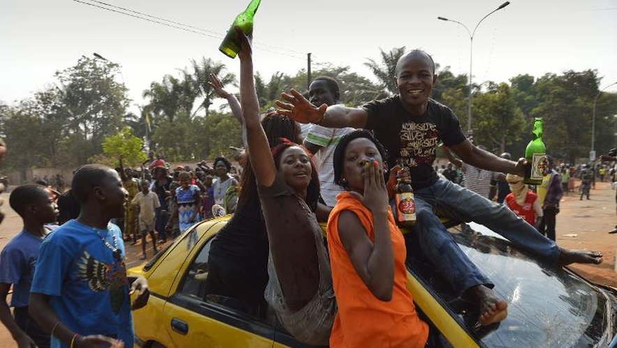 Liesse le 10 janvier 2014 dans les rues de Bangui à l'annonce de la démisssion du président Djotodia
