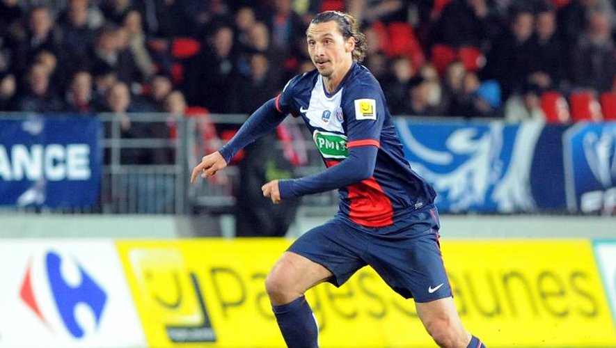 L'attaquant du PSG Zlatan Ibrahimovic lors d'un match de Ligue 1 à Brest, le 8 janvier 2014