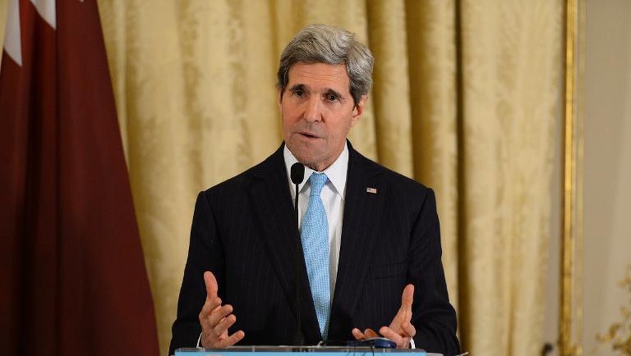 John Kerry lors d'une conférence de presse le 12 janvier 2014 à Paris