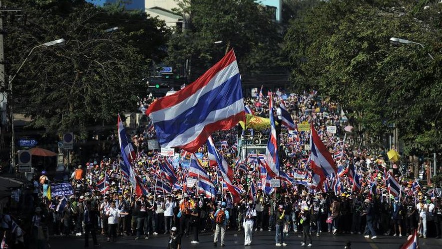 Manifestation d'opposants au gouvernement thailandais le 13 janvier 2014 à Bangkog