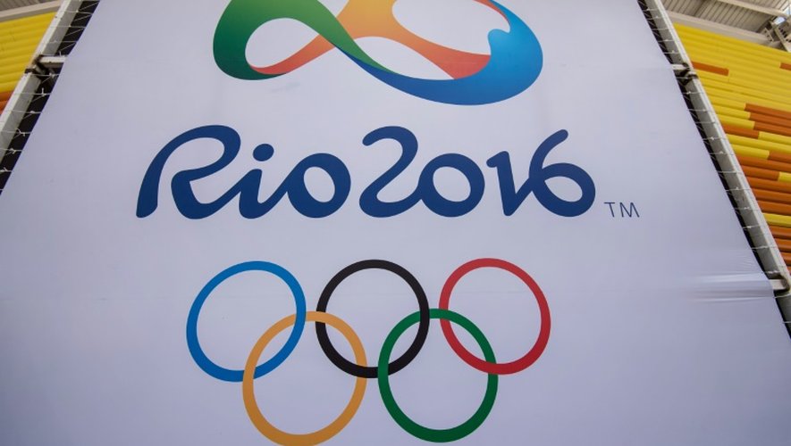 Le logo des JO de Rio, le 11 décembre 2015 sur le site du tournoi olympique de tennis à Rio