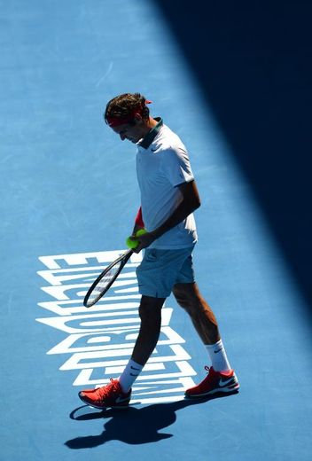 Le Suisse Roger Federer au 1er tour de l'Open d'Australie le 14 janvier 2014 à Melbourne