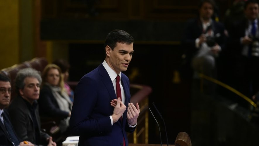 Le socialiste Pedro Sanchez au Parlement, le 2 mars 2016 à Madrid
