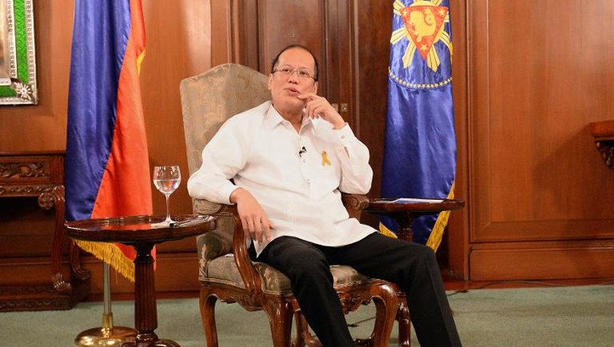 Le président philippin Benigno Aquino lors d'un entretien avec l'AFP à Manille le 14 avril 2015