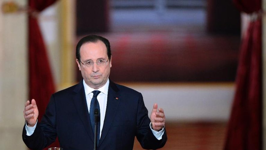 François Hollande lors de sa conférence de presse, le 14 janvier 2014 à l'Elysée