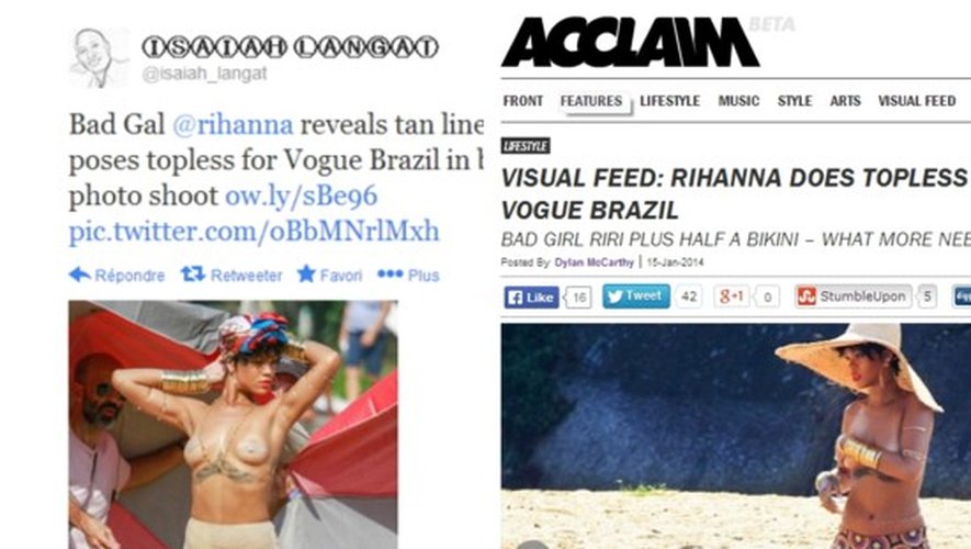 Rihanna très HOT pour un shooting pour Vogue Brésil : panty nude et nippies