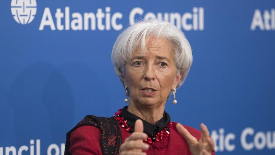 La directrice-générale du Fonds monétaire international Christine Lagarde lors de la réunion de printemps du FMI et de la Banque mondiale le 16 avril 2015 à Washington