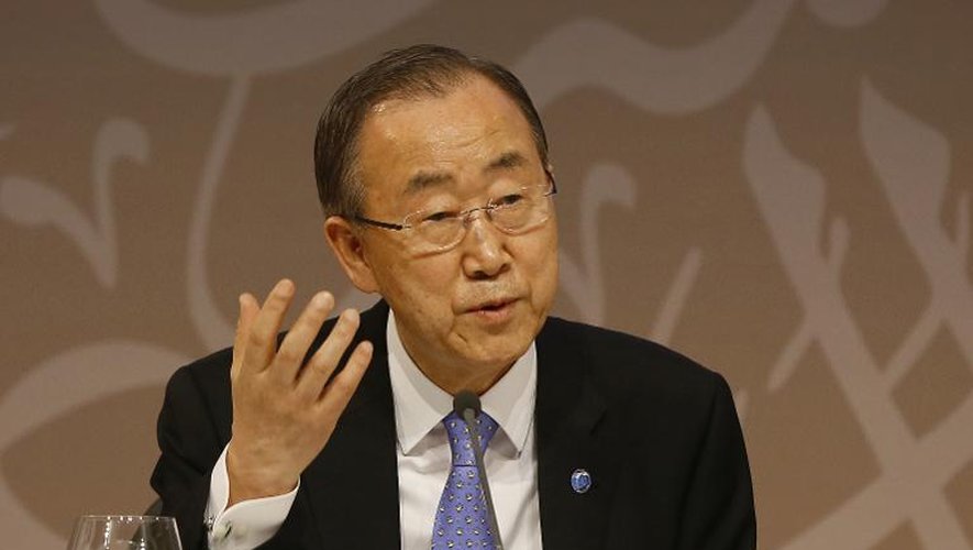 Le secrétaire général de l'ONU, Ban Ki-moon, le 12 avril 2015 à Doha, au Qatar