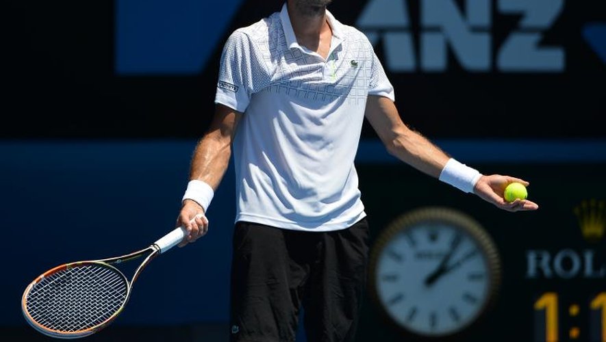 Le Français Jérémy Chardy face à l"Espagnol David Ferrer, le 17 janvier 2014 à l'Open d'Australie