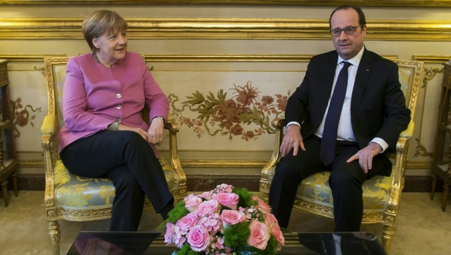 Angela Merkel reçue  par François Hollande le 4 mars 2016 à l'Elysée à Paris