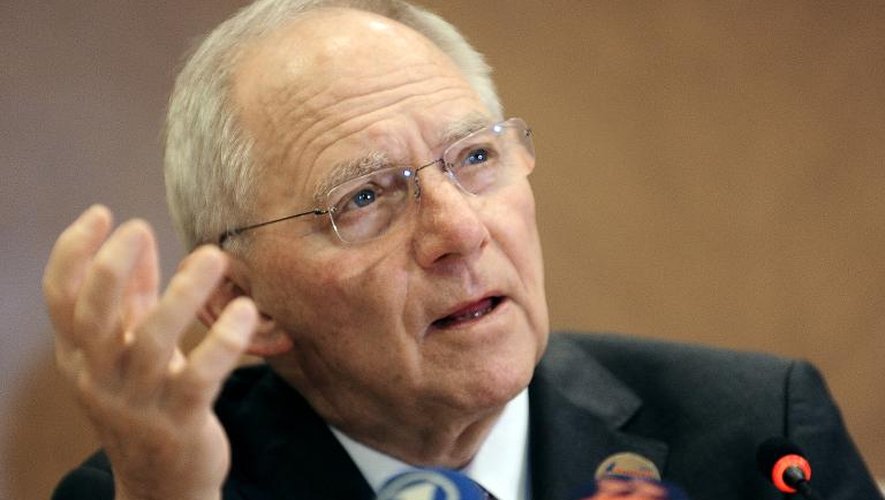 Le ministre allemand des finances Wolfang Schäuble lors d'une conférence de presse à Istanbul le 10 février 2015