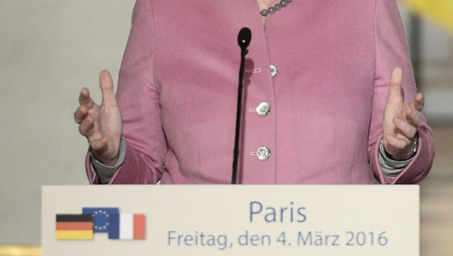 La chancelière allemande Angela Merkel à Paris, le 4 mars 2016